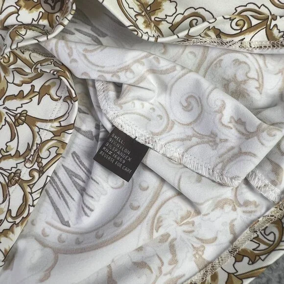 J Mclaughlin Top Womens Medium White Brown Rope Printed Catalina Cloth Casual - Picture 7 of 8